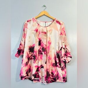 Calvin Klein Women's Floral Pink Top size L